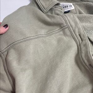 American Eagle This Feels Seriously Lived in button down shirt olive green